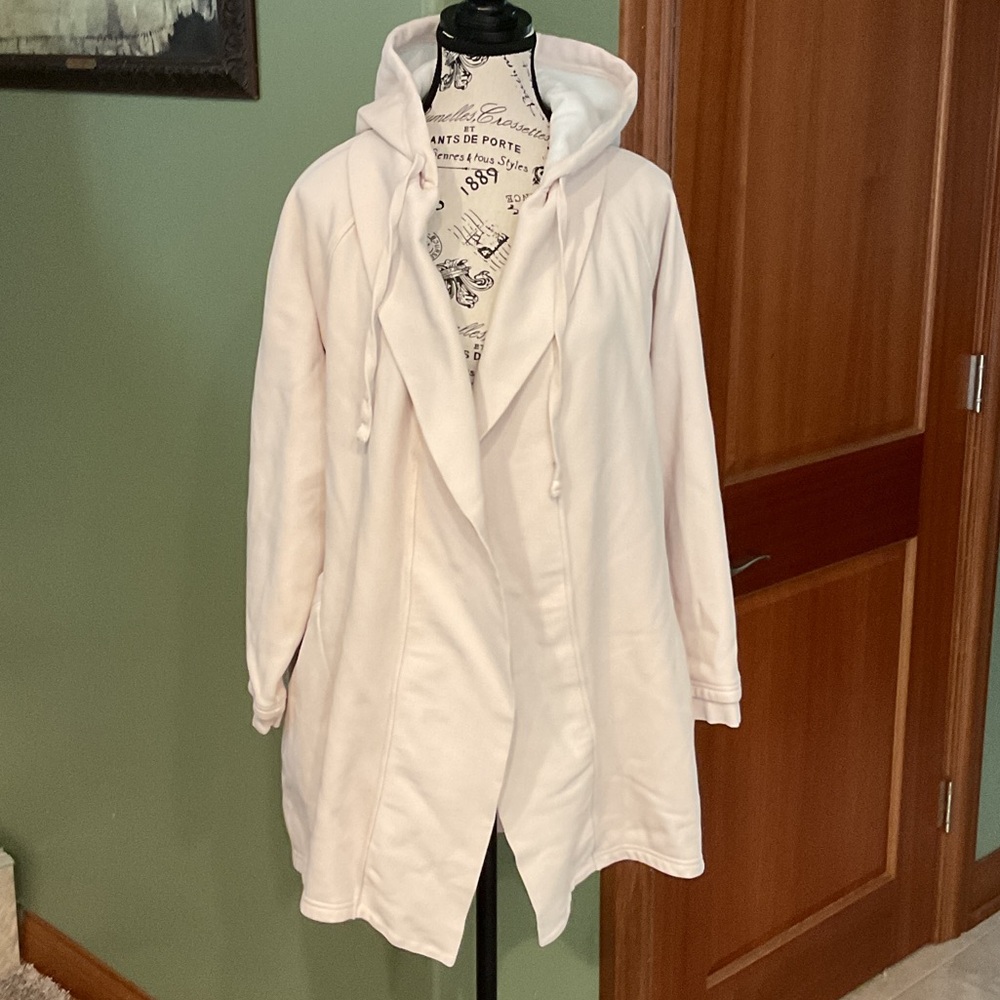 Fabletics Cream Hooded Jacket Coat, Size M